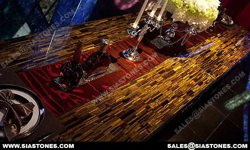 Golden Tiger Eye Gemstone Dining Table