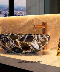 Alternative view of Black Agate Crystal Cut Basin