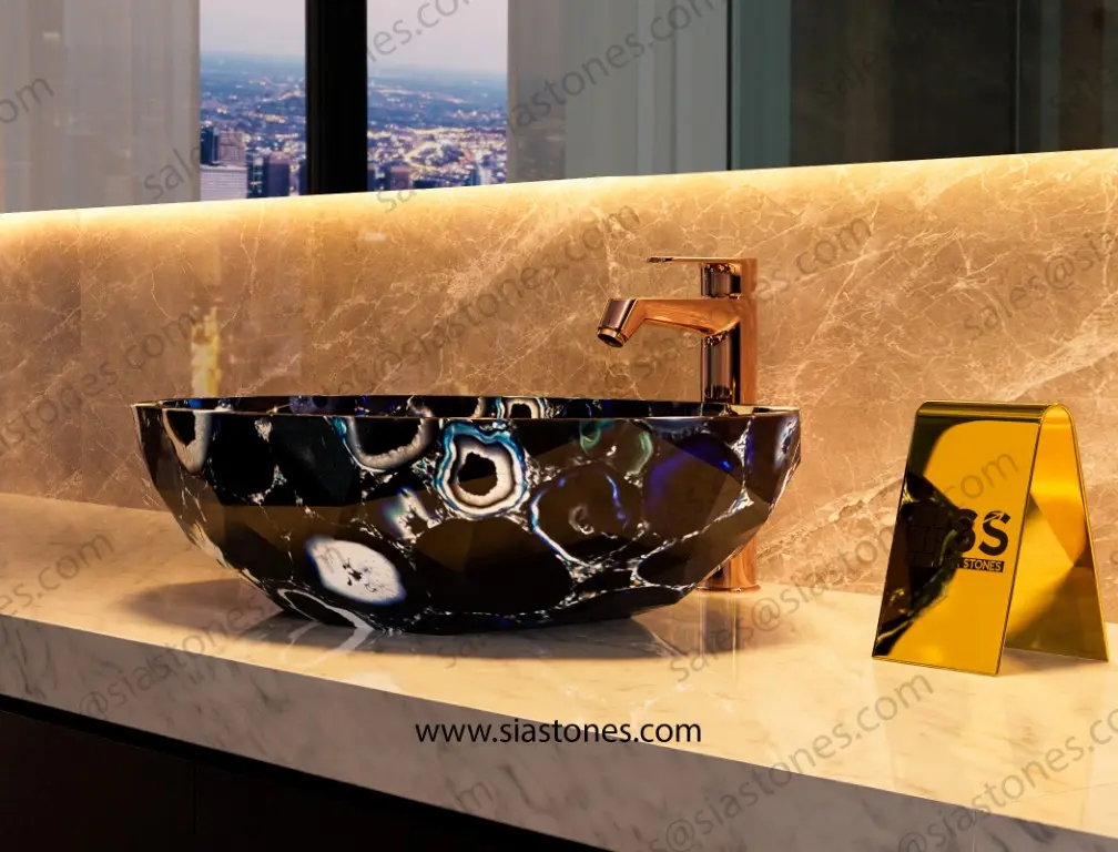Blue Agate Indian Crystal Cut Basin - Image 4