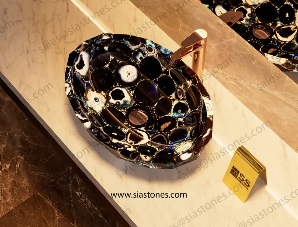 Blue Agate Indian Crystal Cut Basin - Image 3