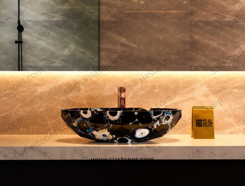 Blue Agate Indian Crystal Cut Basin - Image 2
