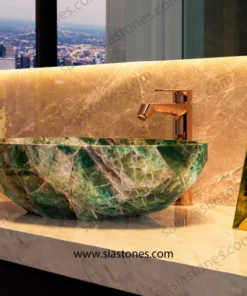 Alternative view of Emerald Green Fluorite Crystal Cut Basin