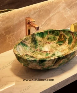 Emerald Green Fluorite Crystal Cut Basin