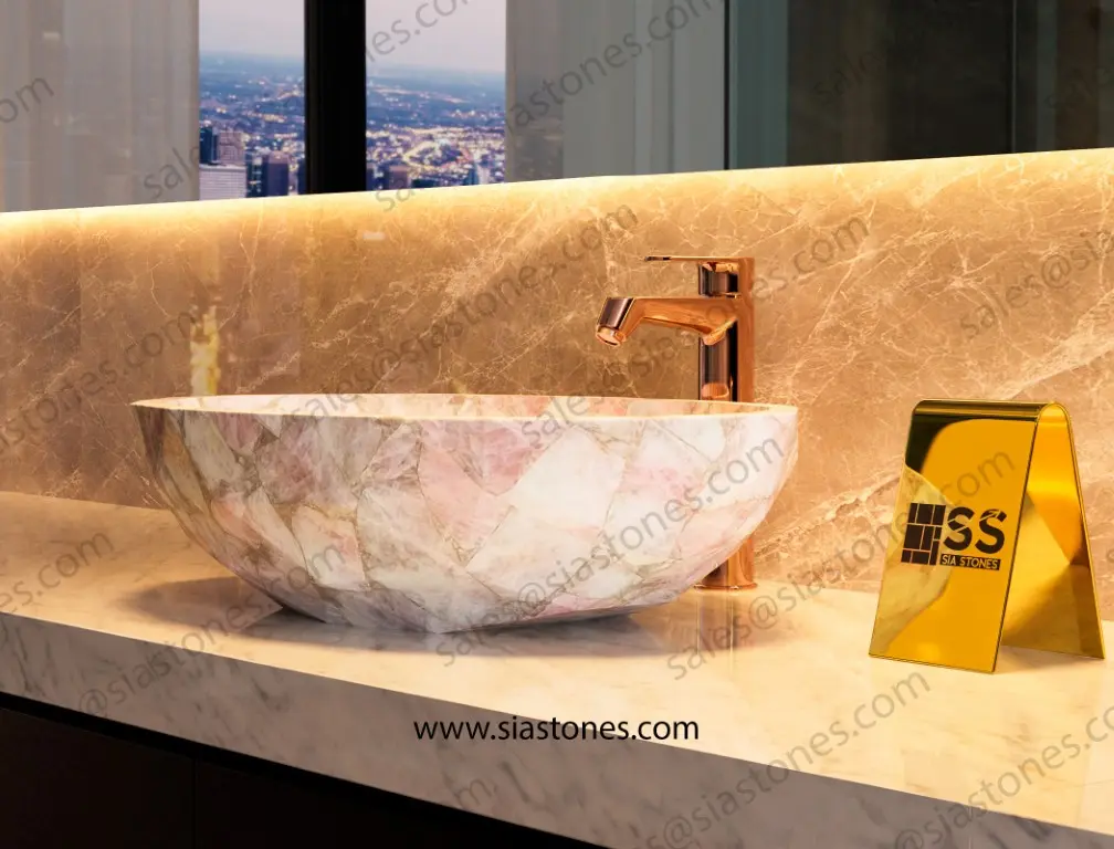 Pink Quartz Crystal Cut Basin - Image 4