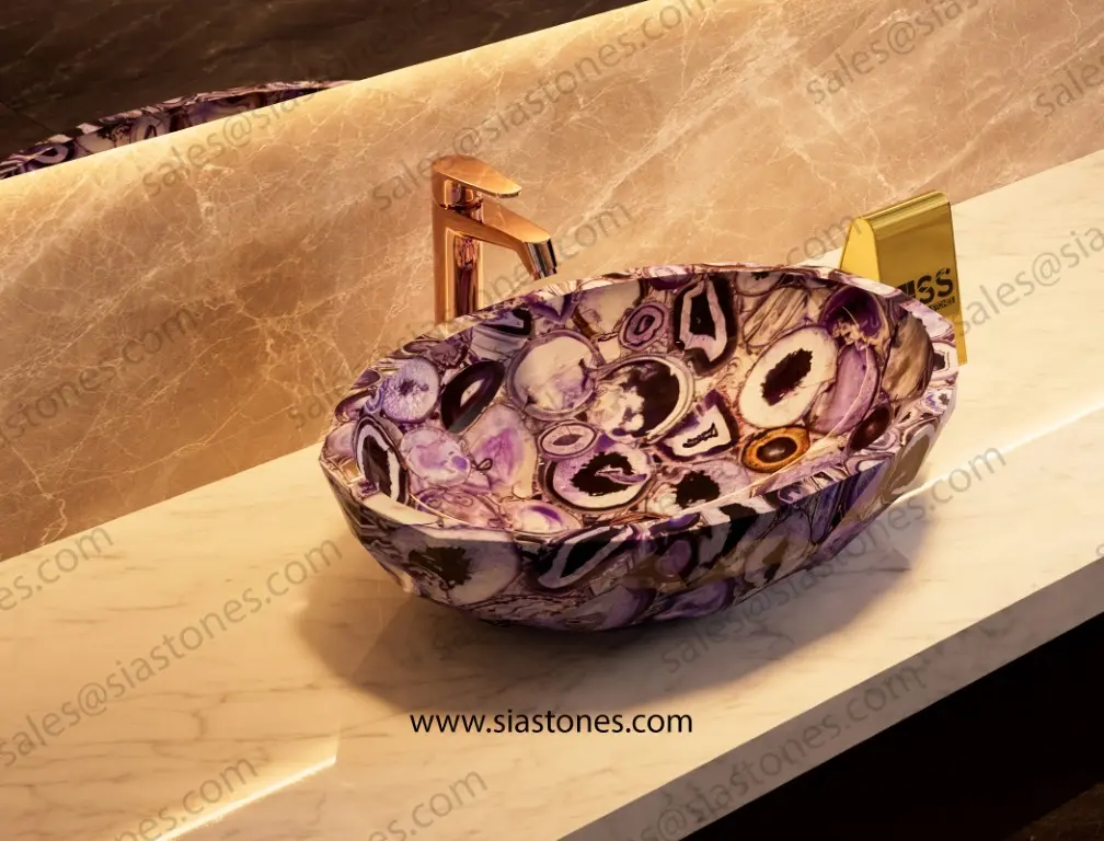 Purple Agate Crystal Cut Basin