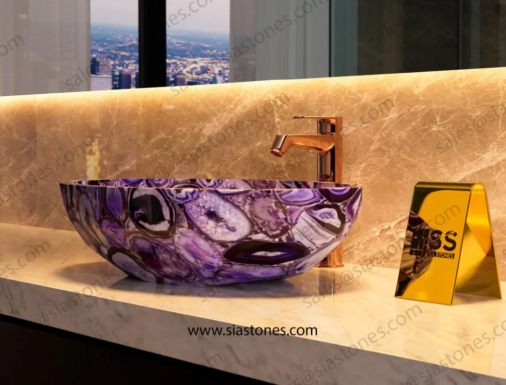 Purple Agate Crystal Cut Basin - Image 4