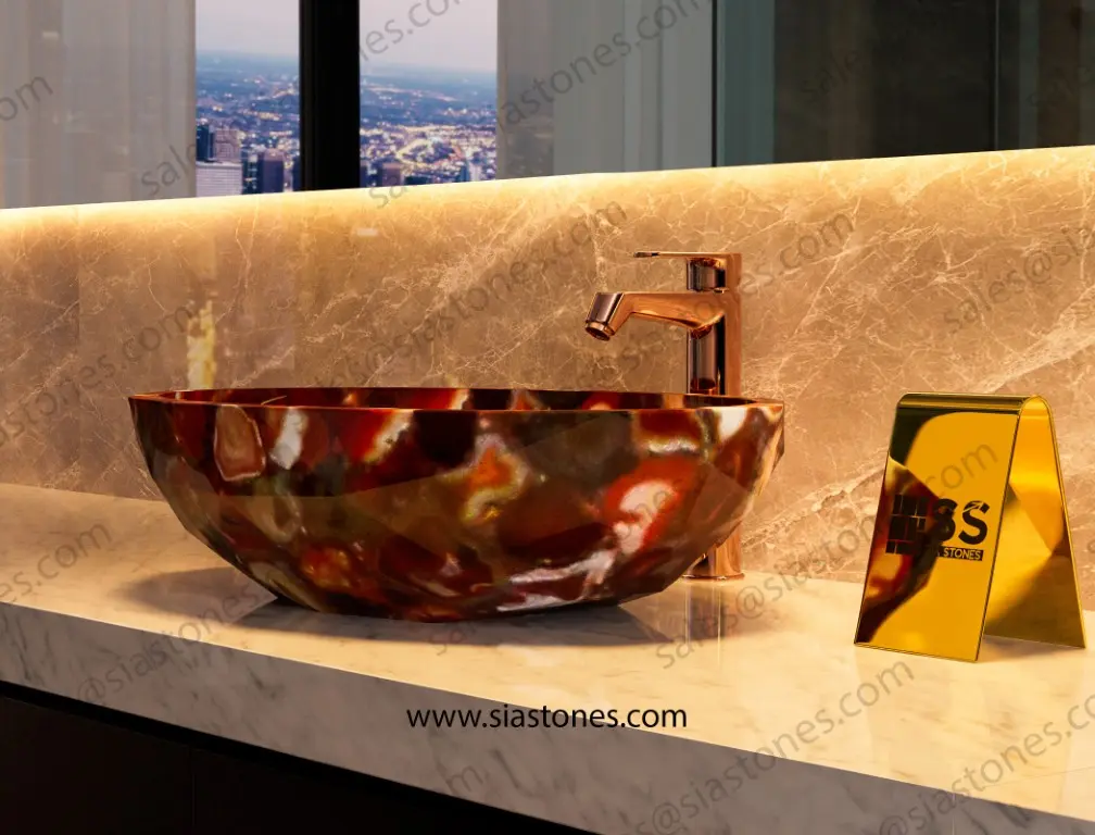 Red Agate Crystal Cut Basin - Image 4