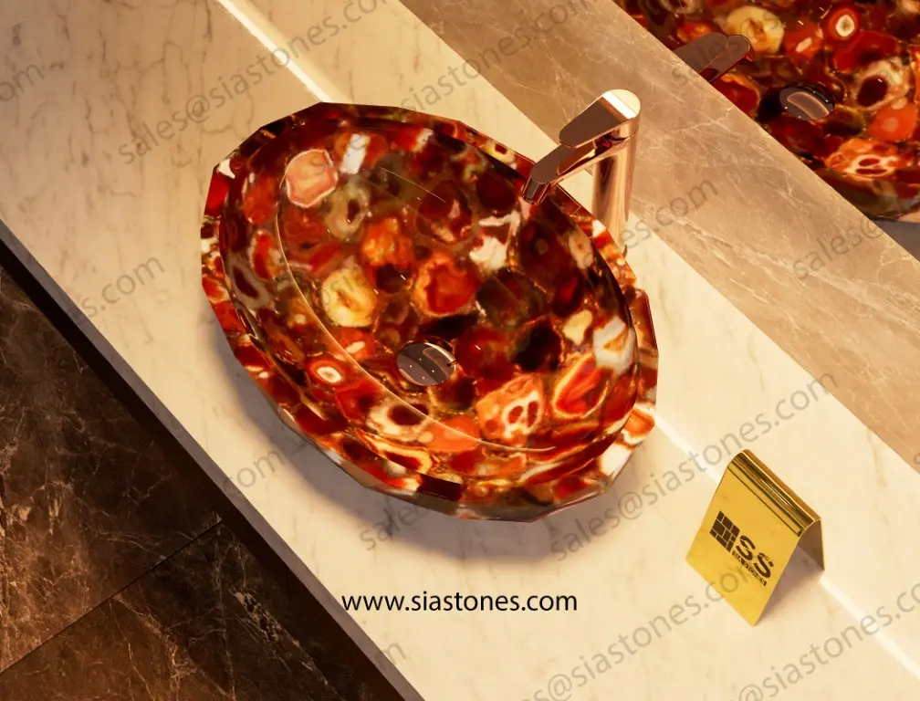 Red Agate Crystal Cut Basin - Image 3