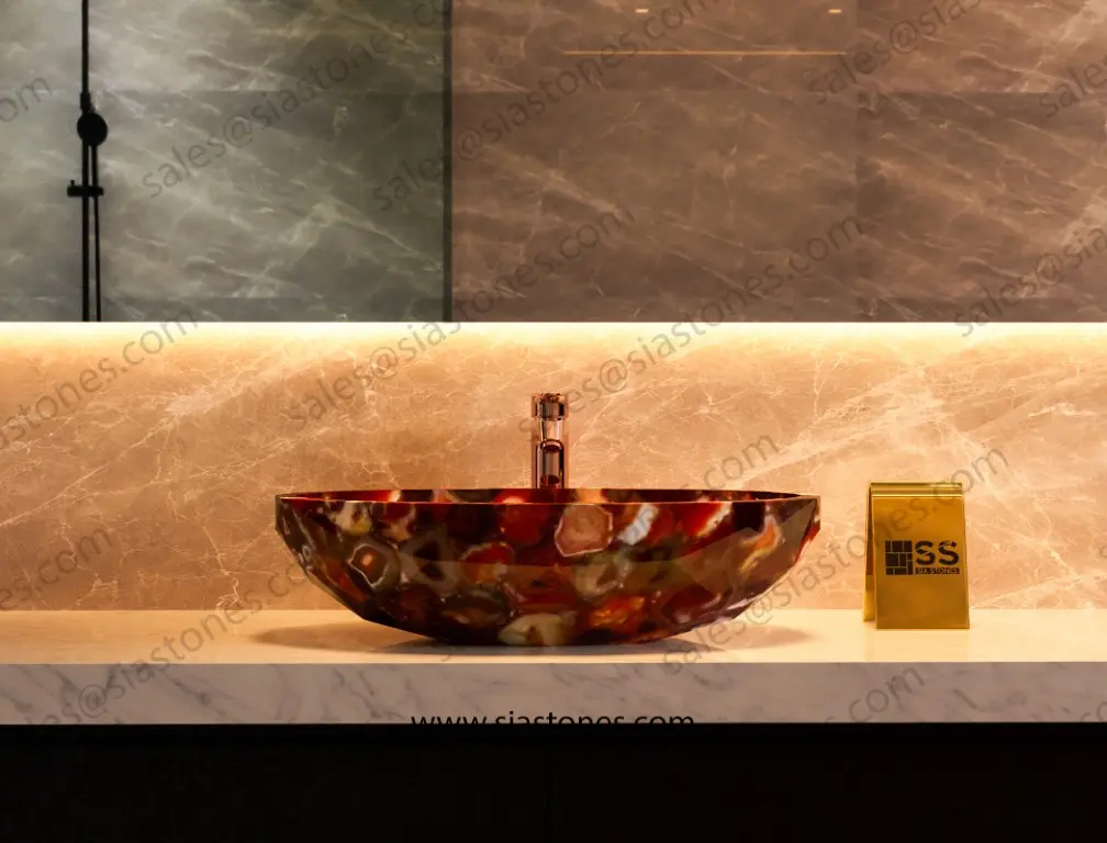 Red Agate Crystal Cut Basin - Image 2
