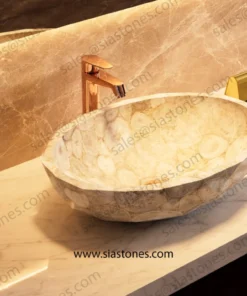 White Agate Crystal Cut Basin