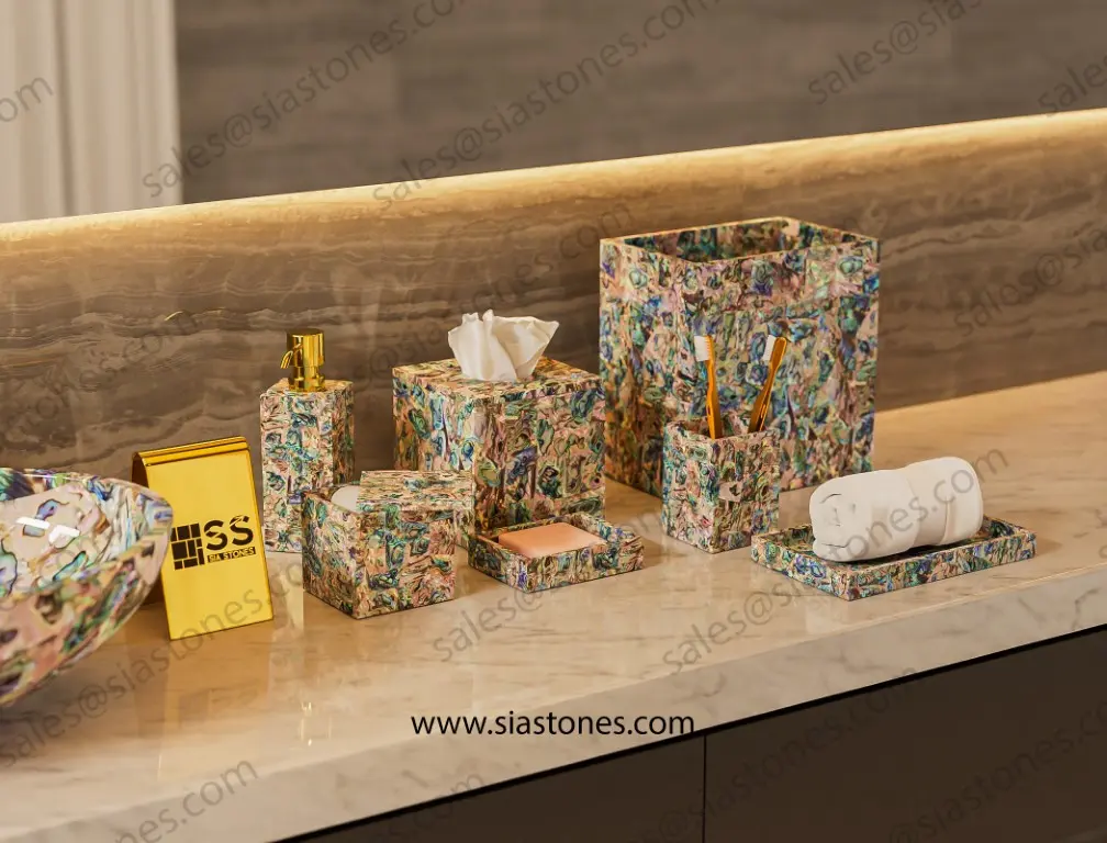 Abalone Shell Bath Accessories Set - Image 3