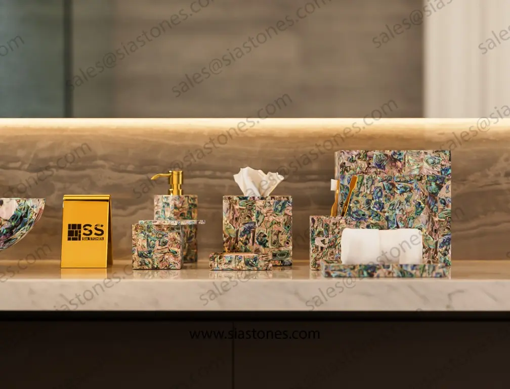 Abalone Shell Bath Accessories Set - Image 2