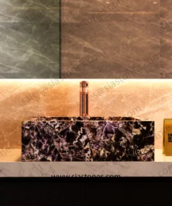 Alternative view of Amethyst Gemstone Square Sloped Wash Basin