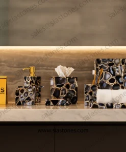 Alternative view of Black Agate Bathroom Accessories Set
