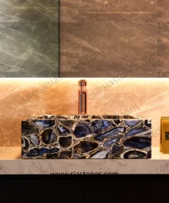 Alternative view of Black Agate Square Sloped Wash Basin