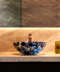 Blue Agate Round Wash Basin - Image 4