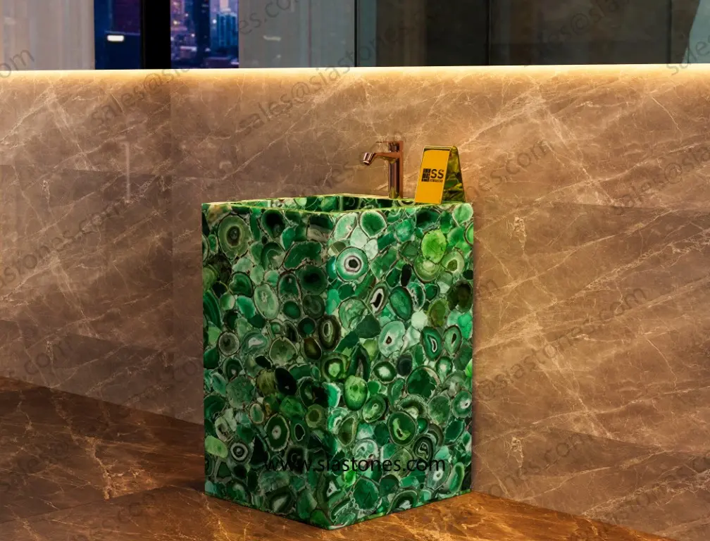 Green Agate Pedestal Sink - Image 4