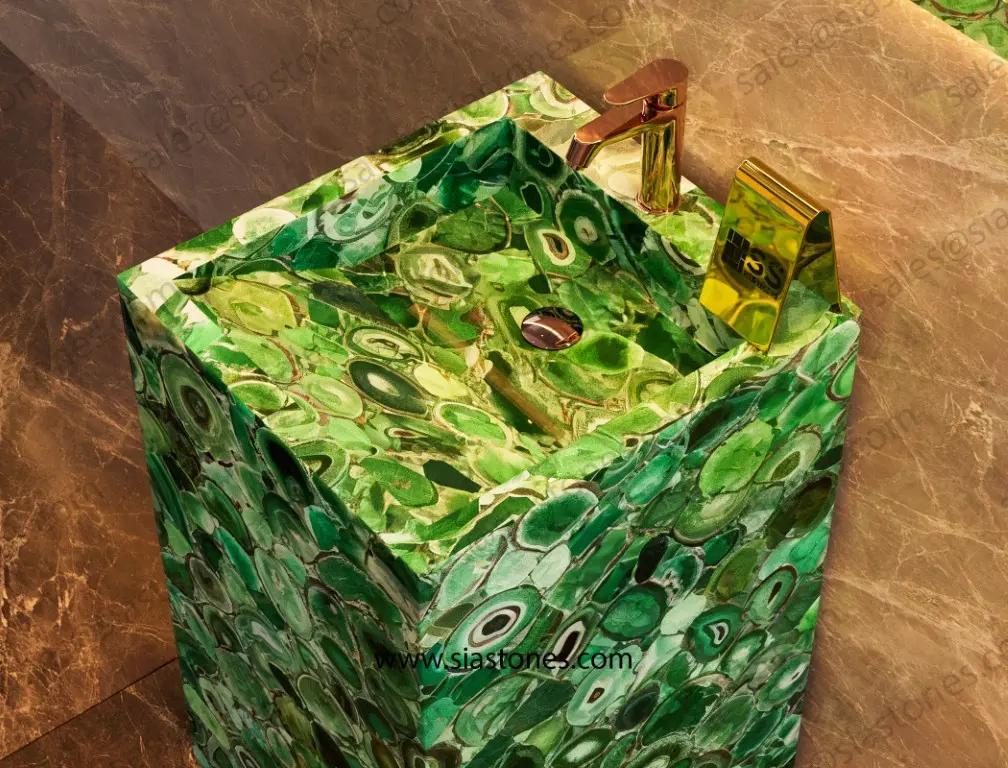 Green Agate Pedestal Sink