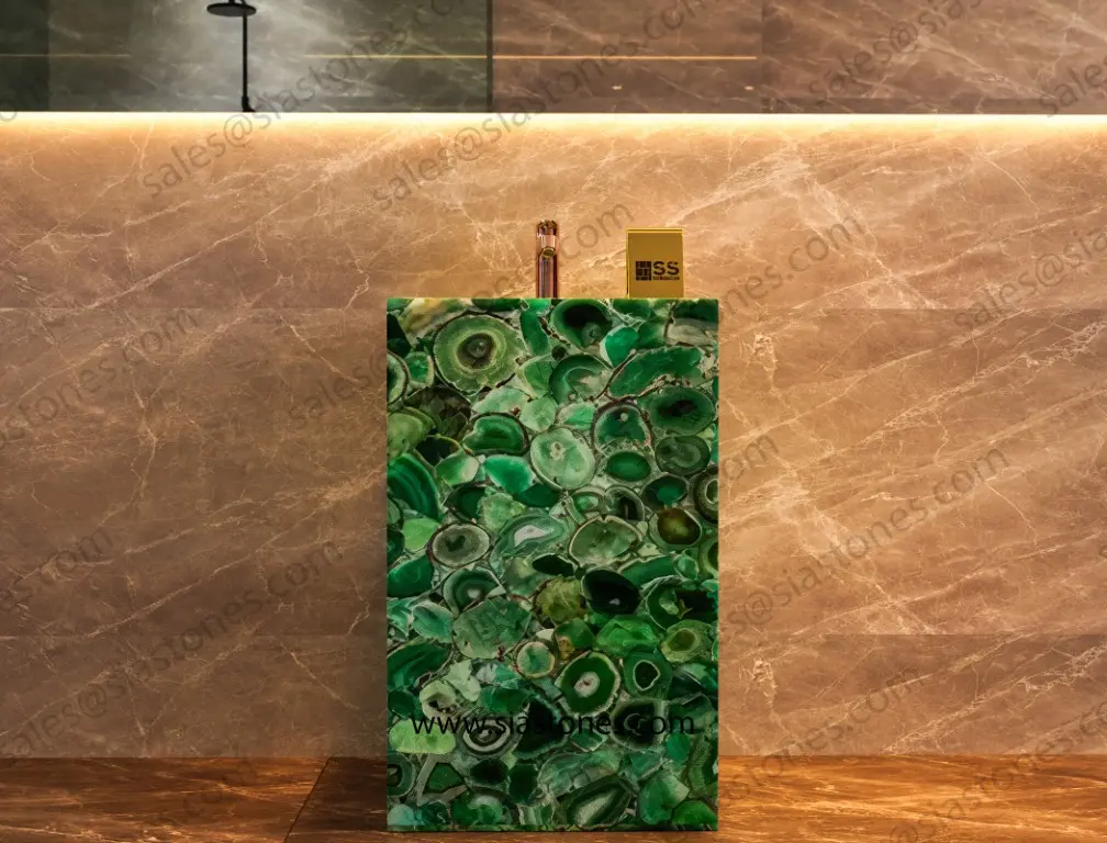 Green Agate Pedestal Sink - Image 3