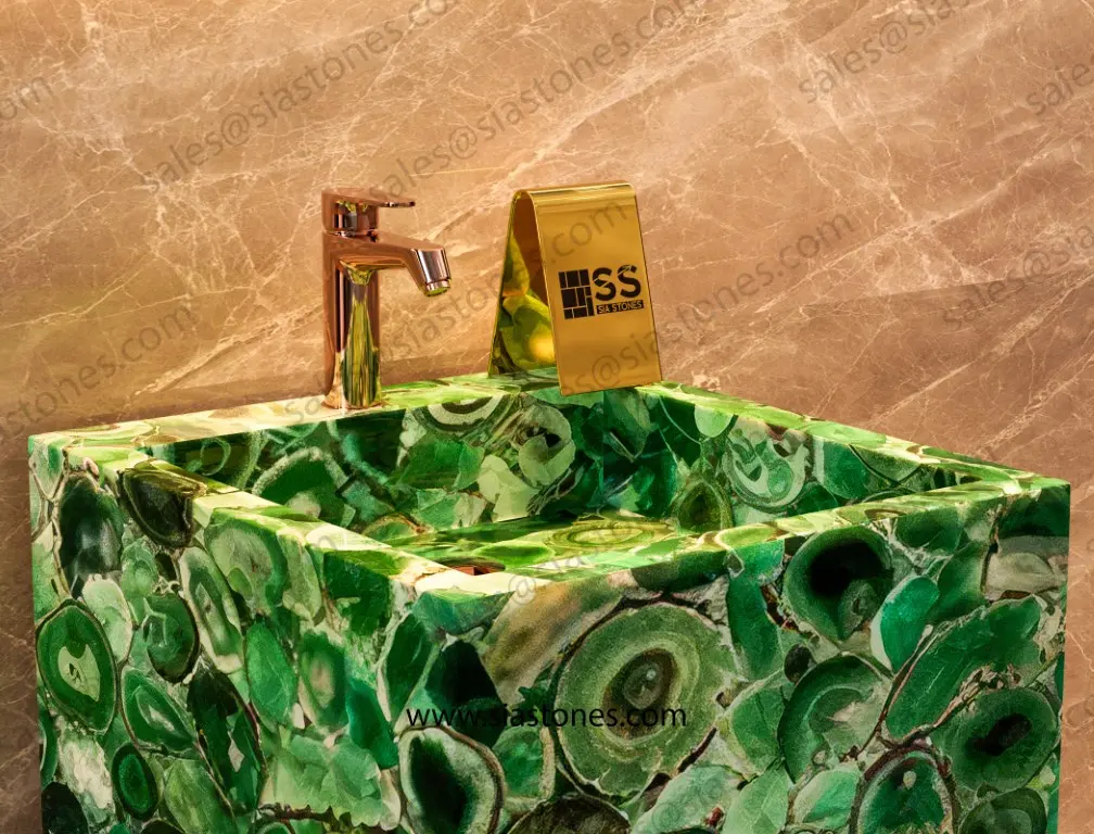 Green Agate Pedestal Sink - Image 2