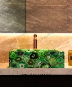 Alternative view of Green Agate Square Sloped Wash Basin