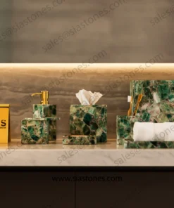 Alternative view of Emerald Green Fluorite Bathroom Accessories Set