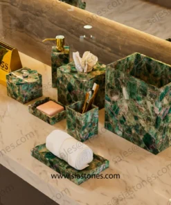 Emerald Green Fluorite Bathroom Accessories Set