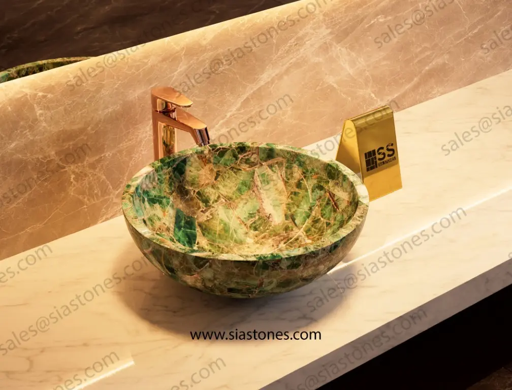 Emerald Green Fluorite Round Wash Basin