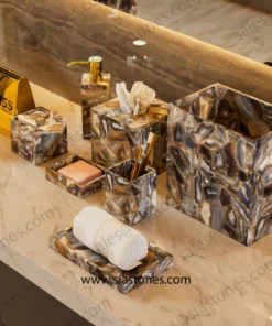 Gava Grey Agate Bath Accessories Set