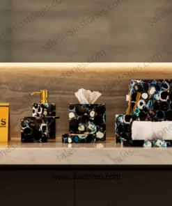 Alternative view of Indian Blue Agate Bath Accessories Set