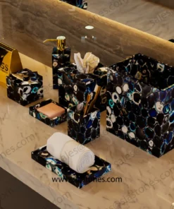 Indian Blue Agate Bath Accessories Set