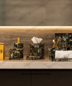 Alternative view of Labradorite Gemstone Bath Accessories Set