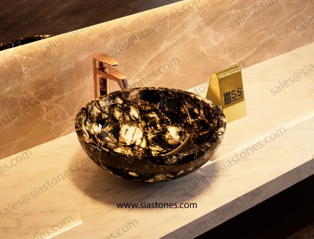 Labradorite Gemstone Round Wash Basin