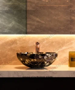 Alternative view of Labradorite Gemstone Round Wash Basin