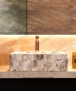 Alternative view of Lace Agate Square Sloped Wash Basin