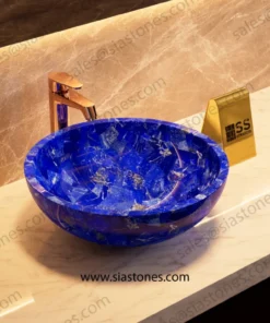 Lapis Lazuli Gemstone Round Wash Basin