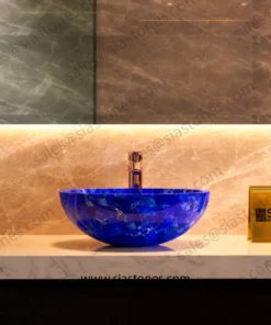Alternative view of Lapis Lazuli Gemstone Round Wash Basin