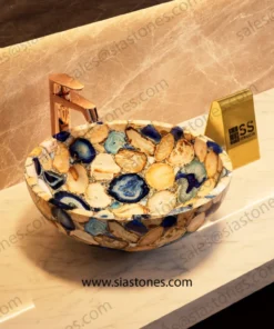 Mix Agate Round Wash Basin