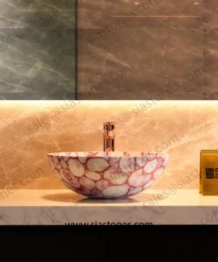Alternative view of Pink Agate Indian Round Wash Basin