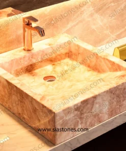 Pink Quartz Square Sloped Wash Basin