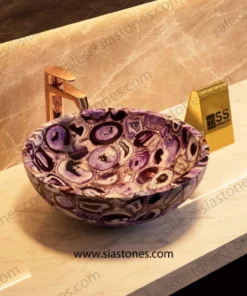 Purple Agate Round Wash Basin