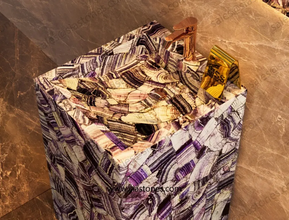 Purple Fluorite Pedestal Sink