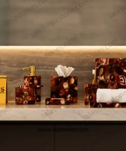 Alternative view of Red Agate Bath Accessories Set