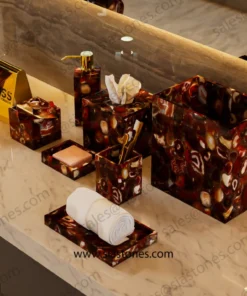 Red Agate Bath Accessories Set