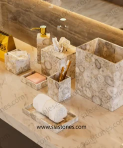 White Agate Bath Accessories Set
