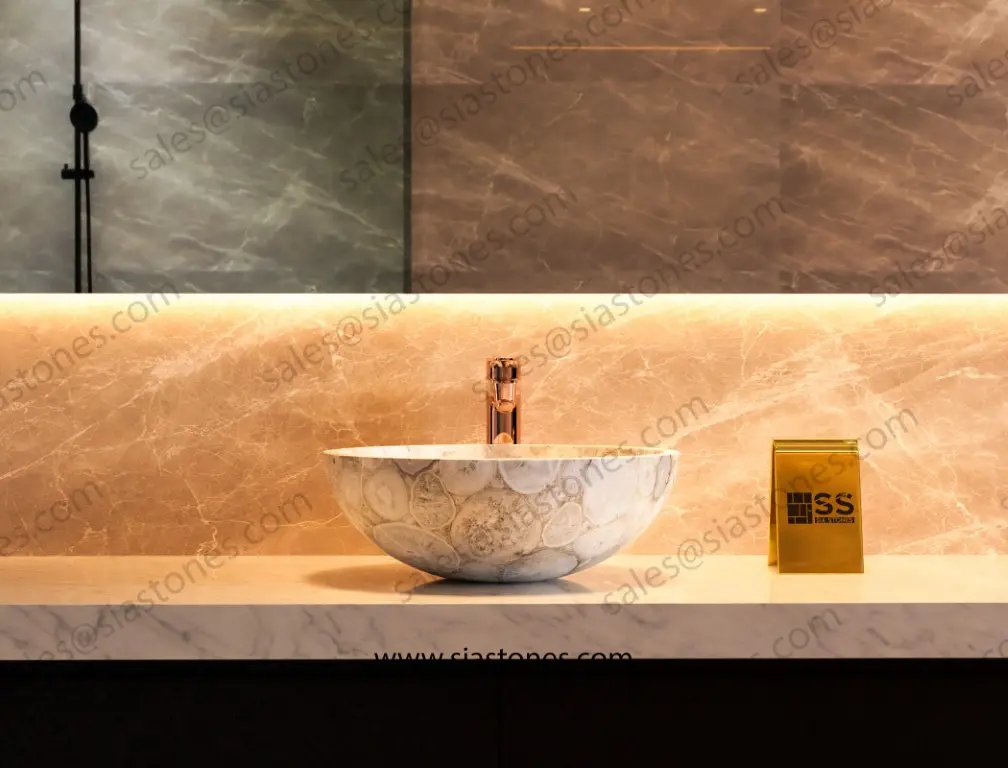 White Agate Round Wash Basin - Image 2