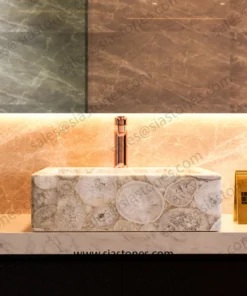 Alternative view of White Agate Square Sloped Wash Basin