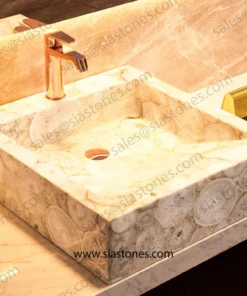 White Agate Square Sloped Wash Basin