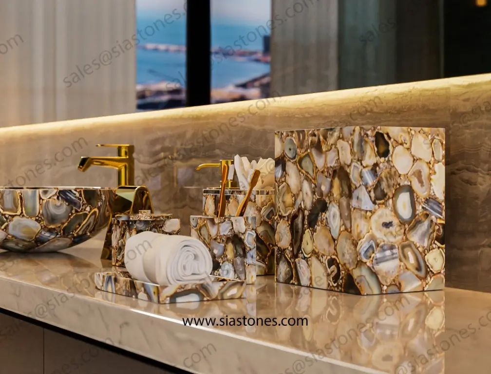 Yellow Agate Bath Accessories Set - Image 4
