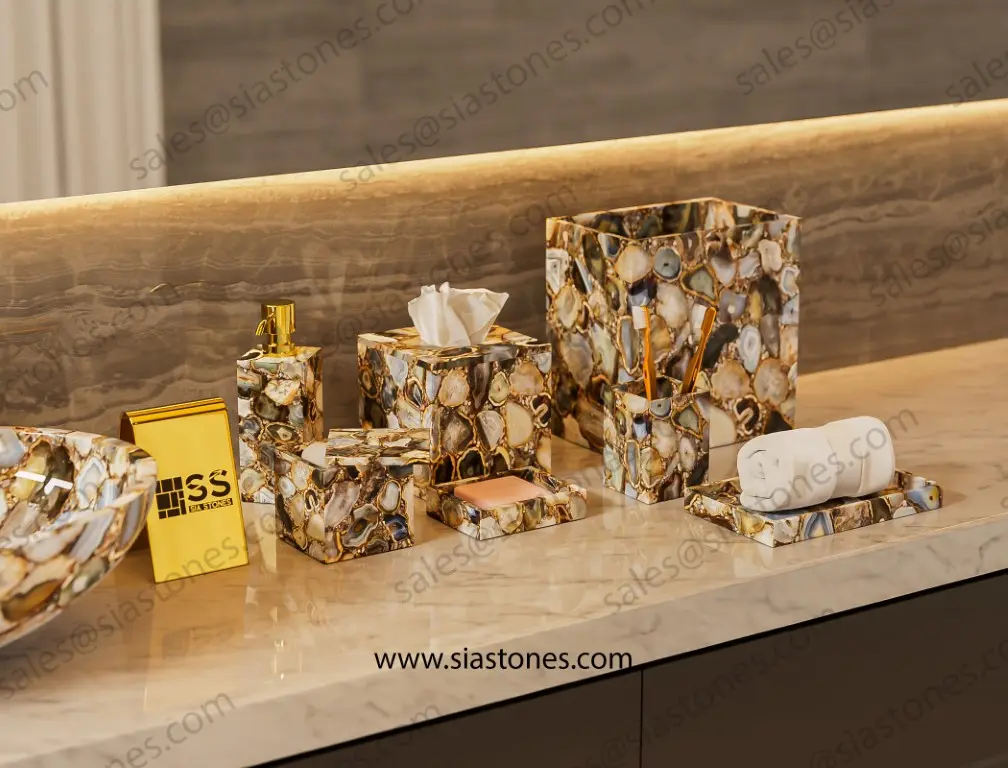 Yellow Agate Bath Accessories Set - Image 3